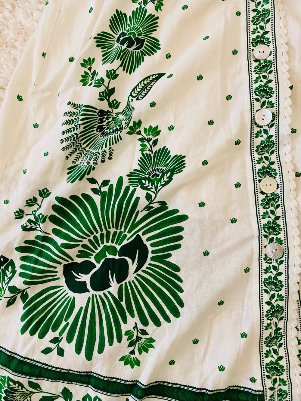 Farm Rio Forest Soul Long Sleeve Green and White Floral Maxi Dress - Picture 4 of 10